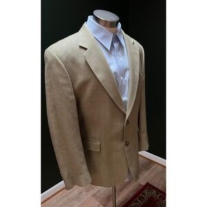 JOS A BANK Mens 42R Tan Herringbone Silk Wool Sport Coat Blazer Jacket